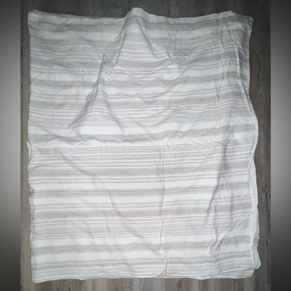 Pottery Barn Hawthorn Striped Duvet Cover Cal King White Brown 92” X 108”